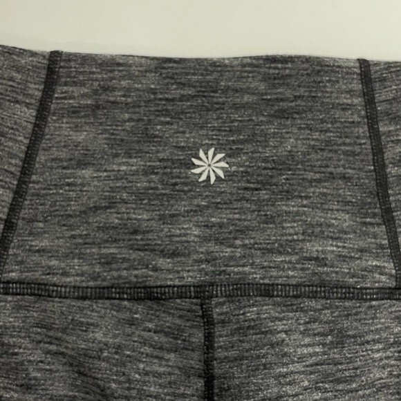 ATHLETA Plie Size SMALL Mesh Panel Leggings Heathered Gray and Black - Picture 5 of 8